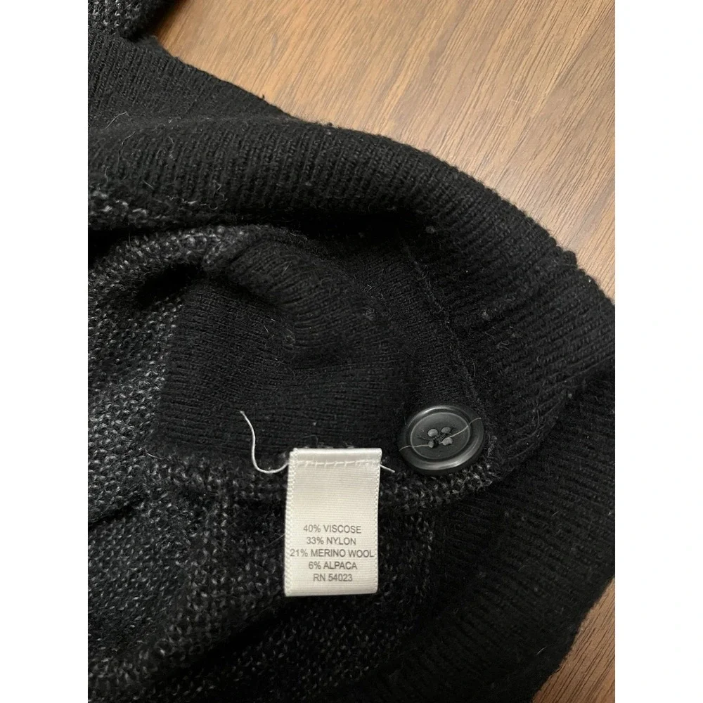 Banana Republic L Men's Yarn Wool Alpaca Black Gray Knit Cardigan Sweater